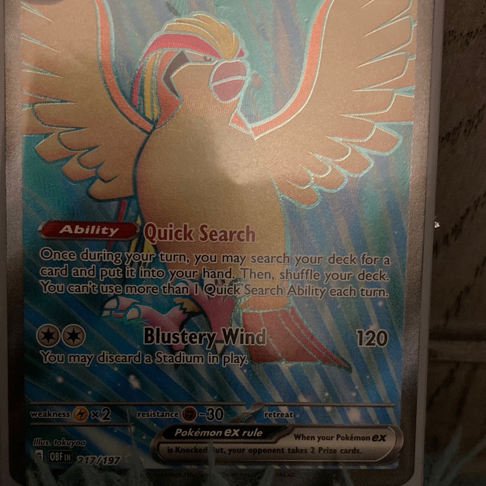 Pidgeot EX Trading Card - Blue and Gold - Picture 5 of 10